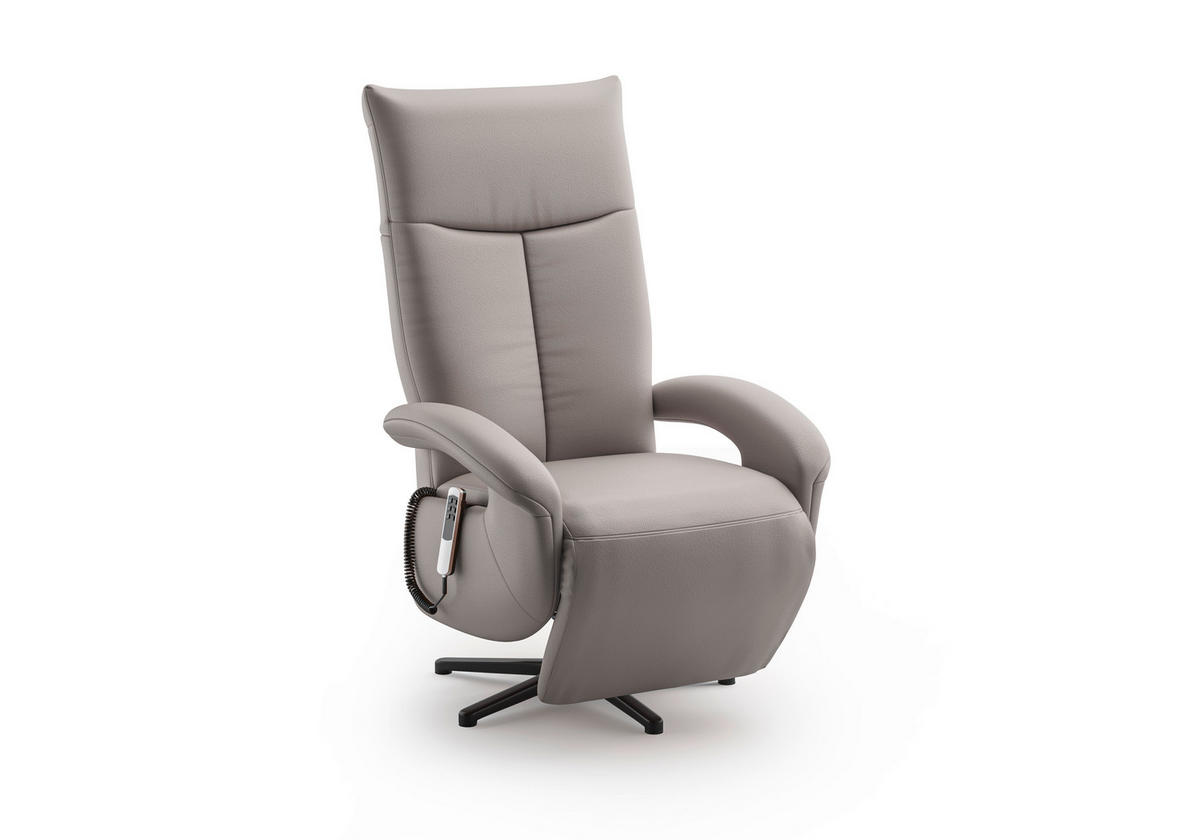 SESSEL in Echtleder Hellgrau  - Hellgrau/Schwarz, Konventionell, Leder/Metall (74/112/82cm) - Sit & More