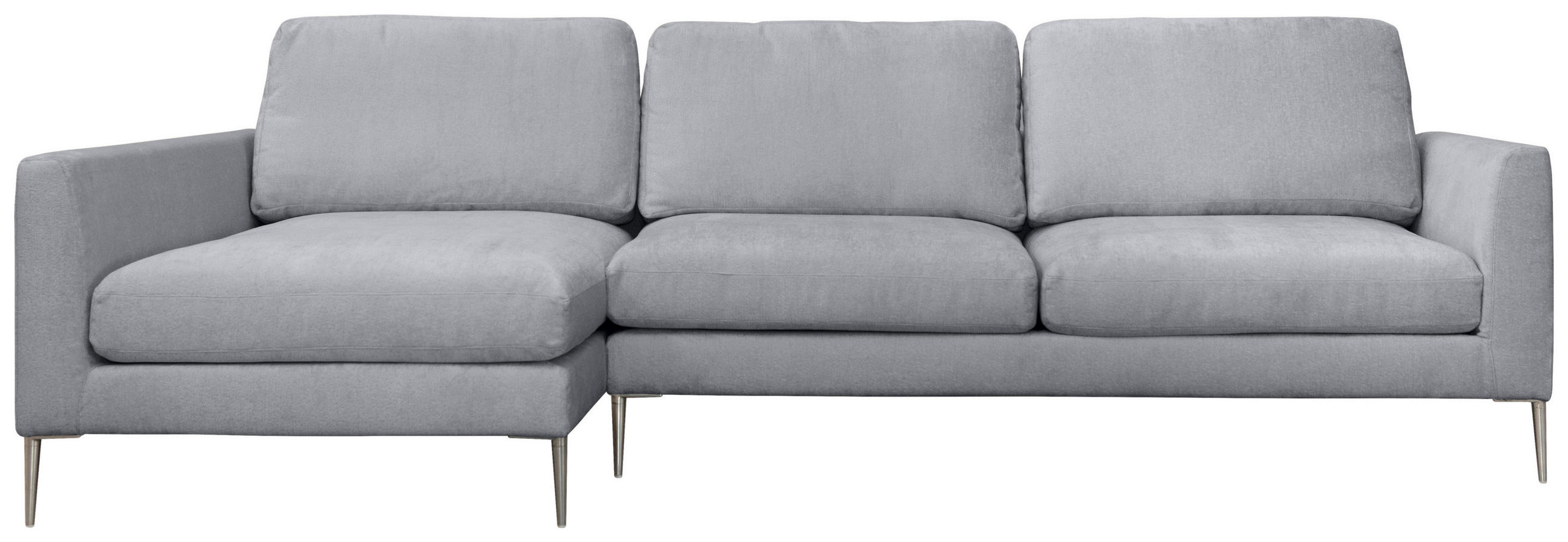 ECKSOFA Grau Chenille  - Silberfarben/Grau, KONVENTIONELL, Textil/Metall (143/284cm) - Carryhome
