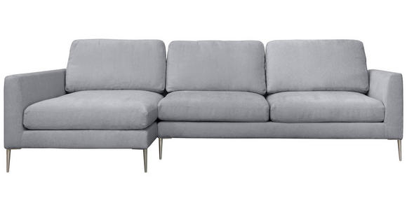 ECKSOFA Grau Chenille Rückenkissen, Rücken echt  - Silberfarben/Grau, KONVENTIONELL, Textil/Metall (143/284cm) - Carryhome