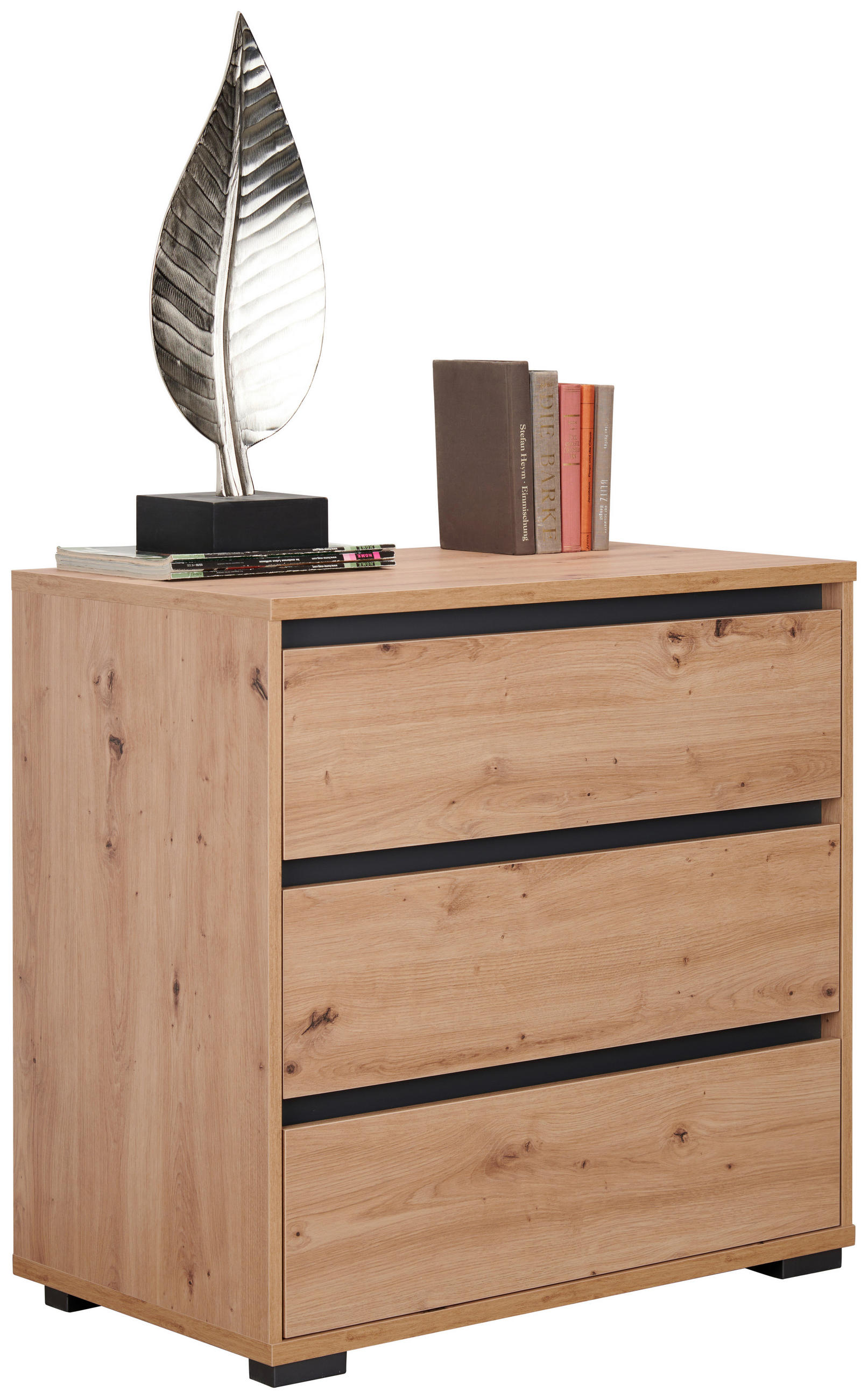 E-shop Carryhome KOMODA, antracitová, farba duba, 80/79/48 cm