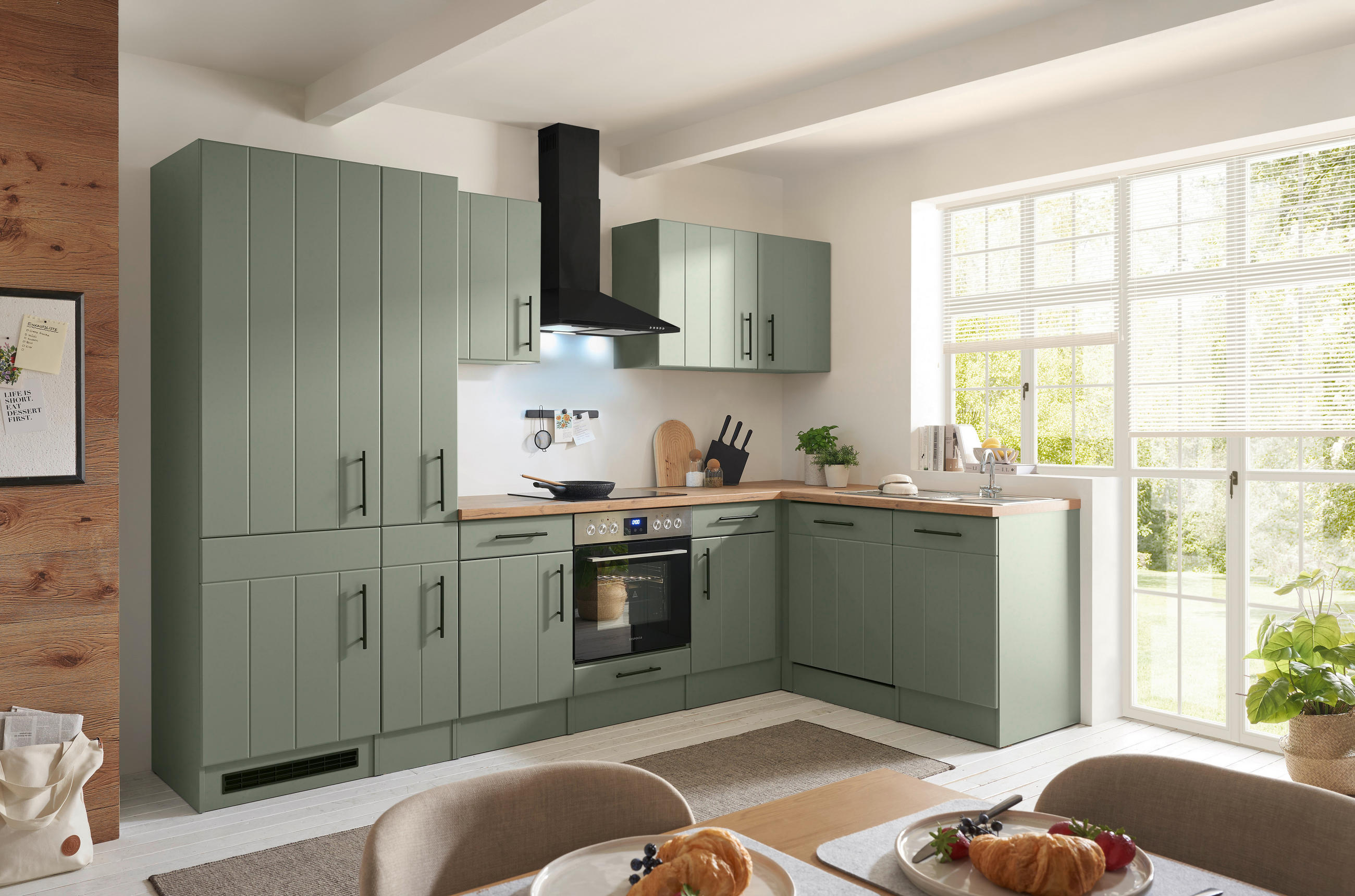 ECKKÜCHE 310/172 cm  in Wildeiche, Schilfgrün  - Schilfgrün/Wildeiche, Trend, Holzwerkstoff (310/172cm) - Respekta