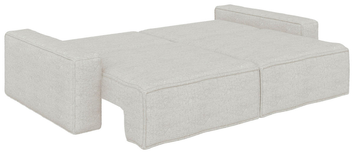 SCHLAFSOFA in Bouclé Creme  - Creme/Schwarz, Design, Kunststoff/Textil (250/83/115cm) - Ambia Home