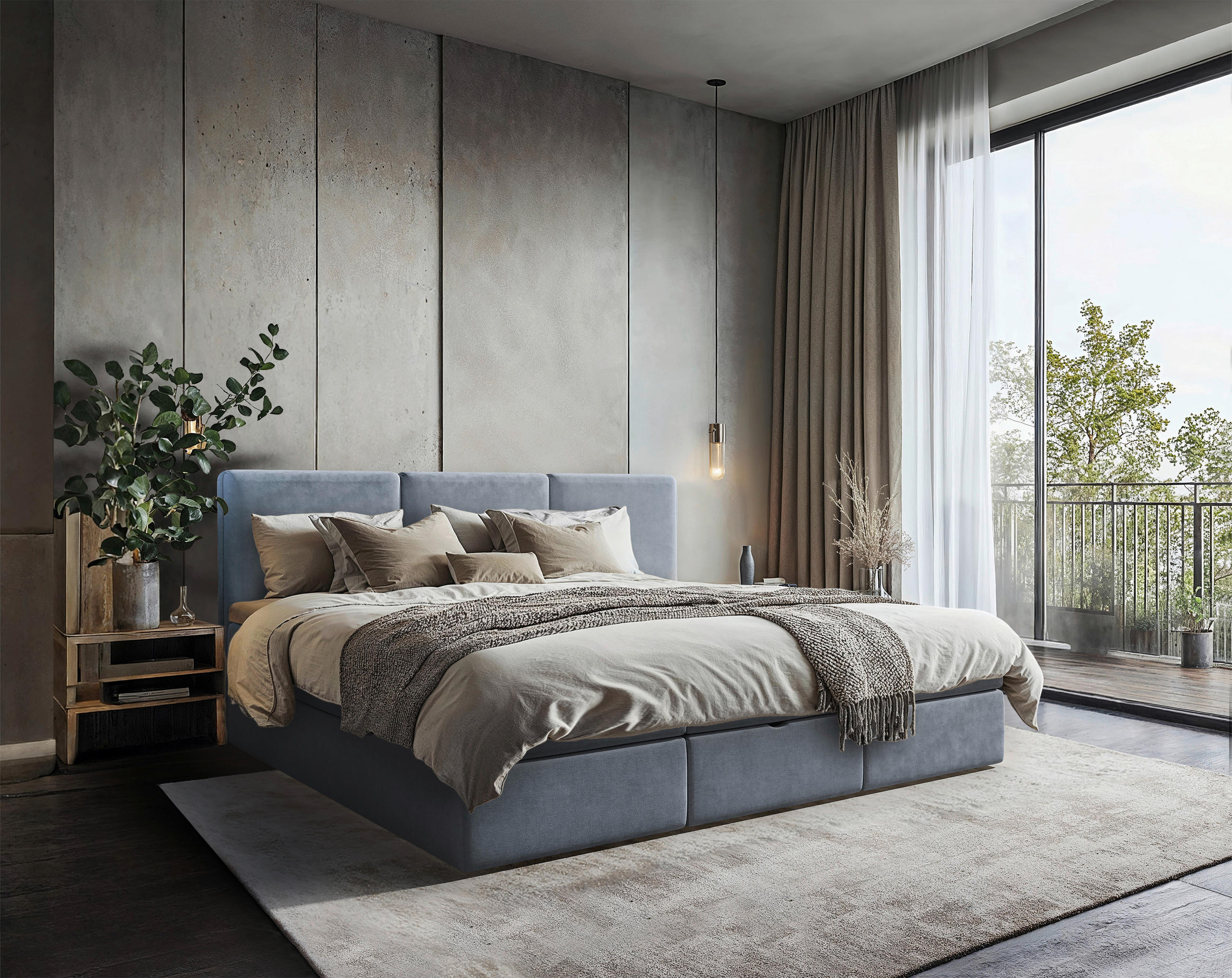 FAMILIENBETT - Blau/Schwarz, MODERN, Holz/Kunststoff (240/200cm) - MID.YOU