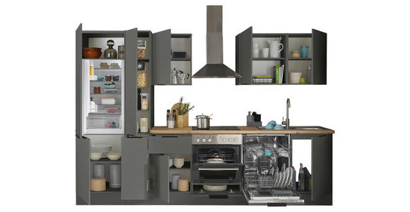 KÜCHENBLOCK   in Graphitfarben  - Schwarz/Graphitfarben, Basics, Holzwerkstoff/Metall (310/211/60cm) - Xora