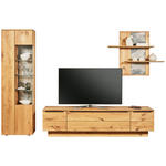 WOHNWAND  in Eichefarben  320/205,7/53,7 cm  - Eichefarben/Schwarz, Natur, Glas/Holz (320/205,7/53,7cm) - Valnatura