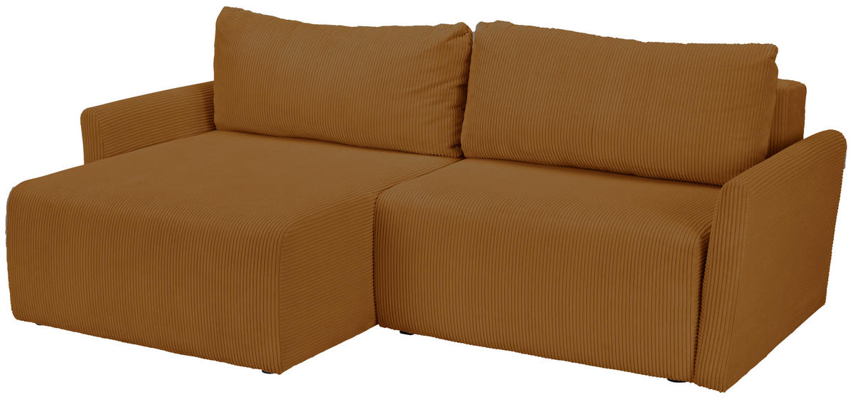 ECKSOFA in Cord Gelb  - Gelb/Schwarz, Konventionell, Kunststoff/Textil (228/146cm) - MID.YOU