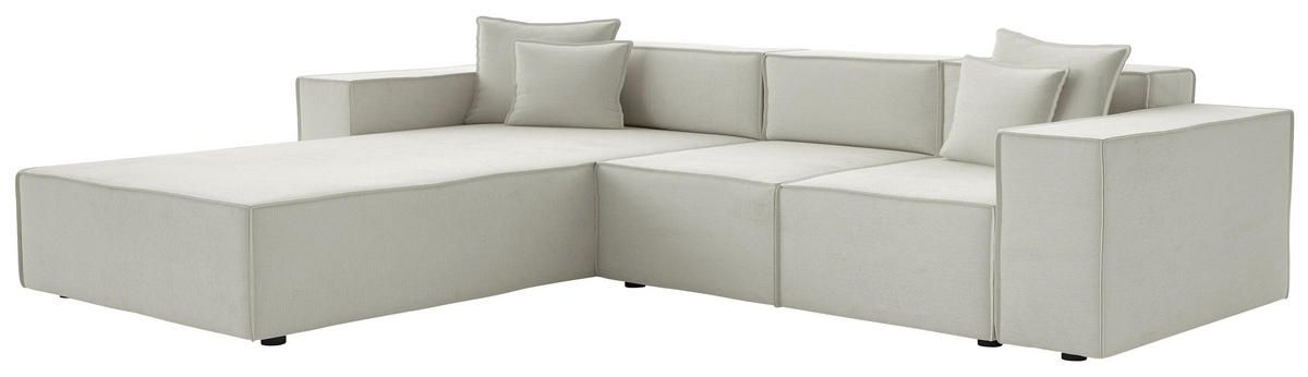 ECKSOFA Creme Chenille Zierkissen, Rücken echt  - Creme/Schwarz, MODERN, Kunststoff/Textil (180/265cm) - Milino