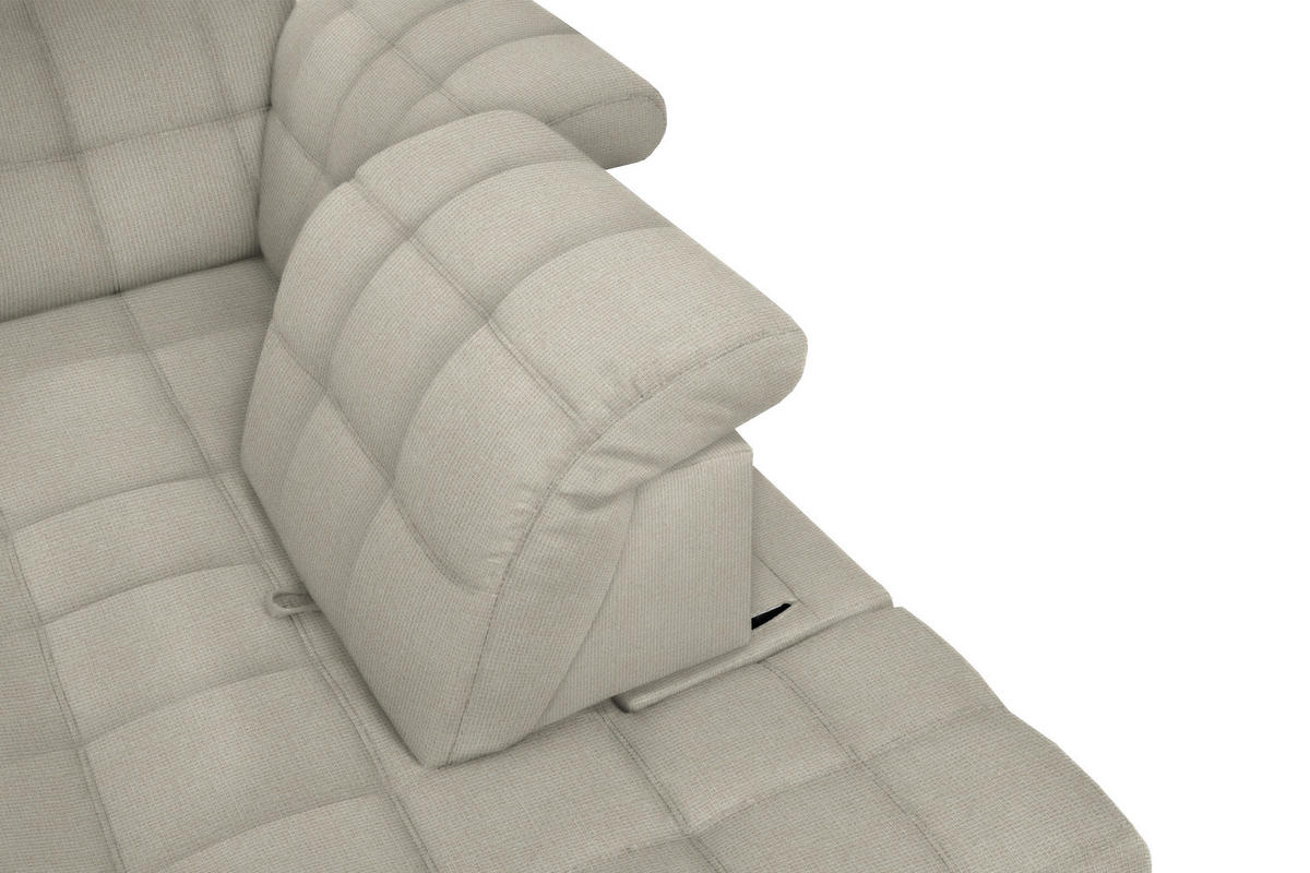 ECKSOFA in Webstoff Ecru  - Ecru/Schwarz, Design, Holz/Textil (216/297cm) - Xora