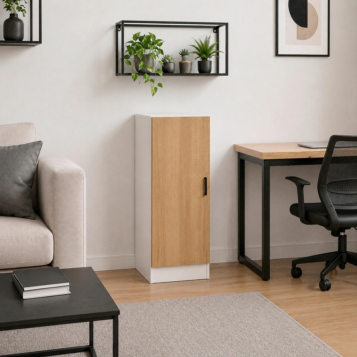 AKTENSCHRANK Weiß, Honigeiche  - Honigeiche/Weiß, MODERN, Holzwerkstoff (38/114/32cm) - MID.YOU