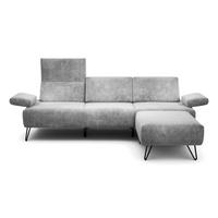 3-SITZER-SOFA Samt Hellgrau  - Hellgrau/Schwarz, Design, Textil/Metall (234-264/85/86-94cm) - SENSOO