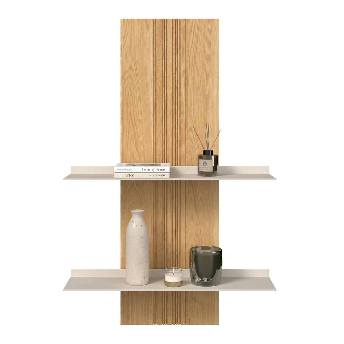 WOHNWAND  Kaschmir, Wildeiche 306,3/203,5/45,2 cm    - Kaschmir/Wildeiche, Design, Glas/Holz (306,3/203,5/45,2cm) - Dieter Knoll