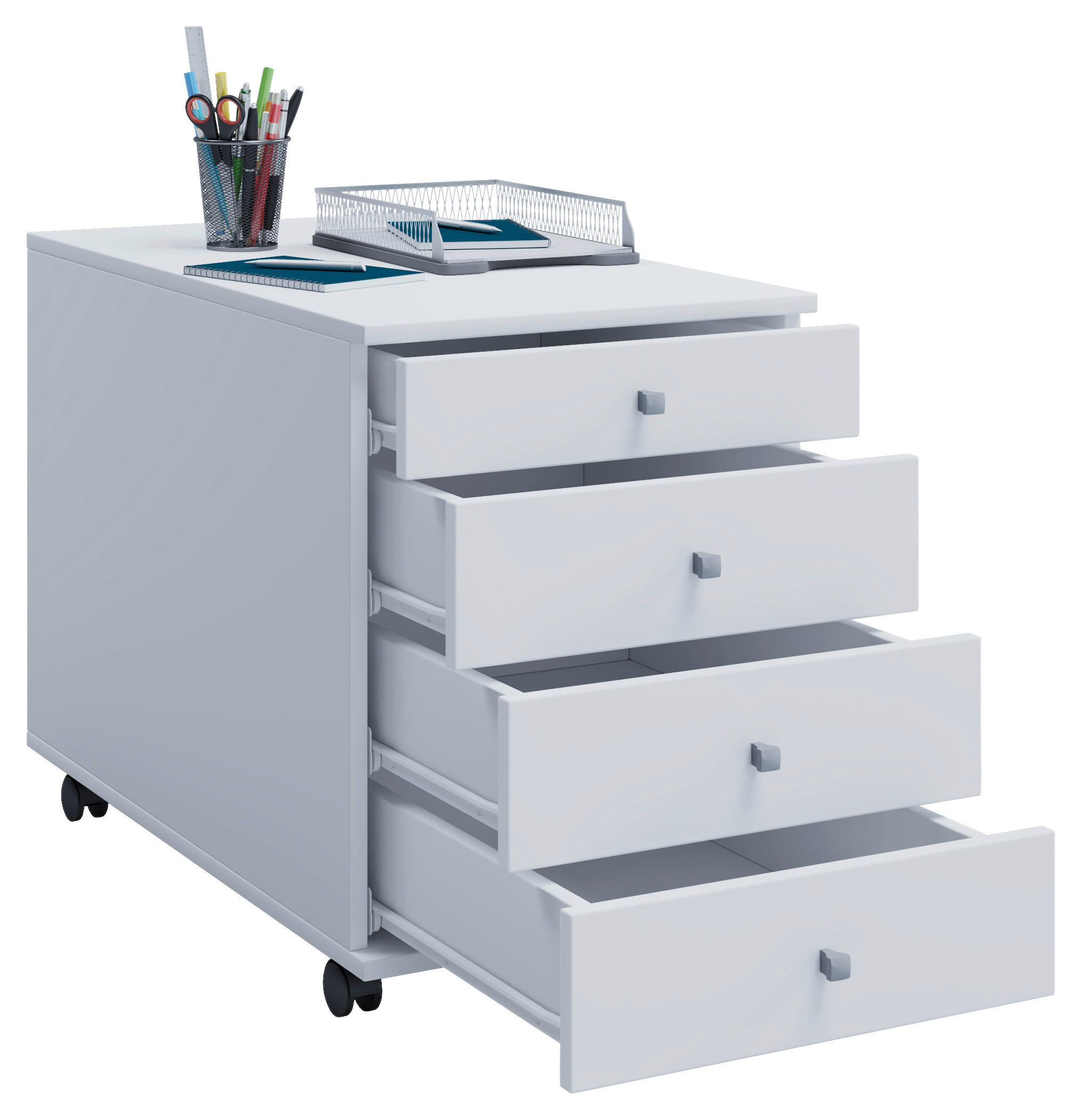 ROLLCONTAINER Weiß - Weiß, Basics, Kunststoff (42/57/80cm) - MID.YOU