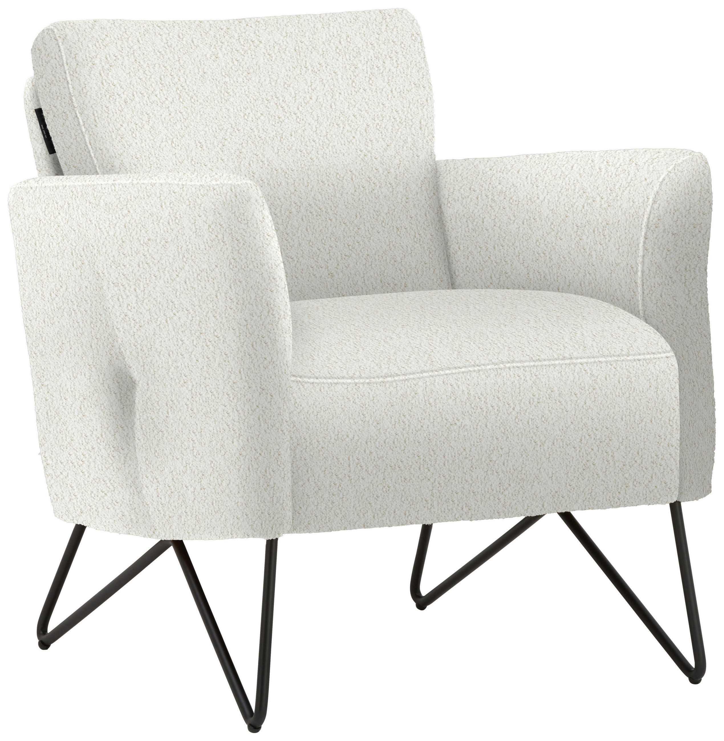 SESSEL in Chenille, Mikrofaser Weiss  - Weiss/Schwarz, Design, Textil/Metall (68/78/76cm) - Johann Jakob