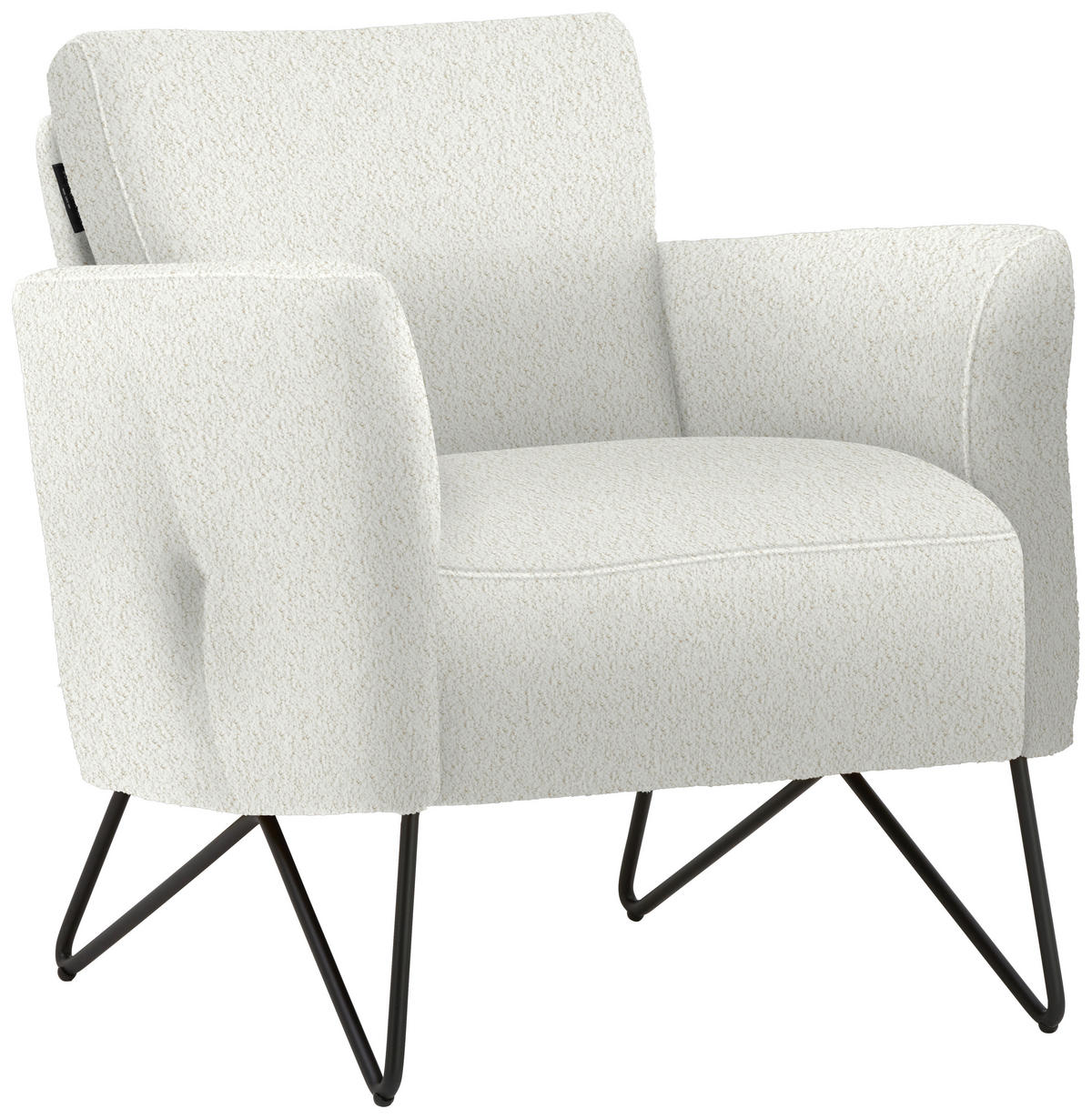 SESSEL in Chenille, Mikrofaser Weiss  - Weiss/Schwarz, Design, Textil/Metall (68/78/76cm) - Johann Jakob