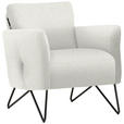 SESSEL in Chenille, Mikrofaser Weiß  - Schwarz/Weiß, Design, Textil/Metall (68/78/76cm) - Johann Jakob
