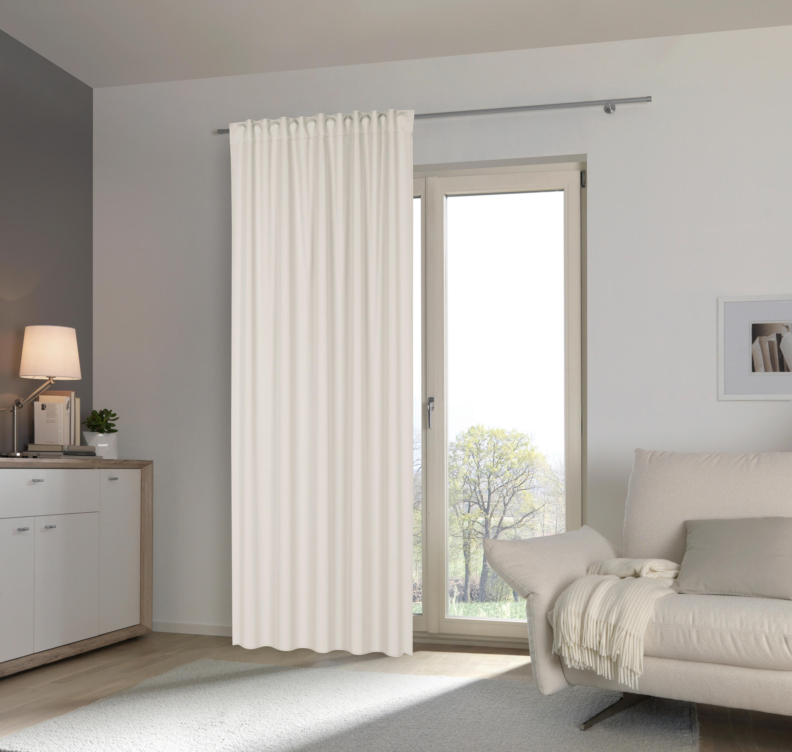HOTOVÝ ZÁVES, nepriehľadné, 135/245 cm - biela, Basics, textil (135/245cm) - Esposa