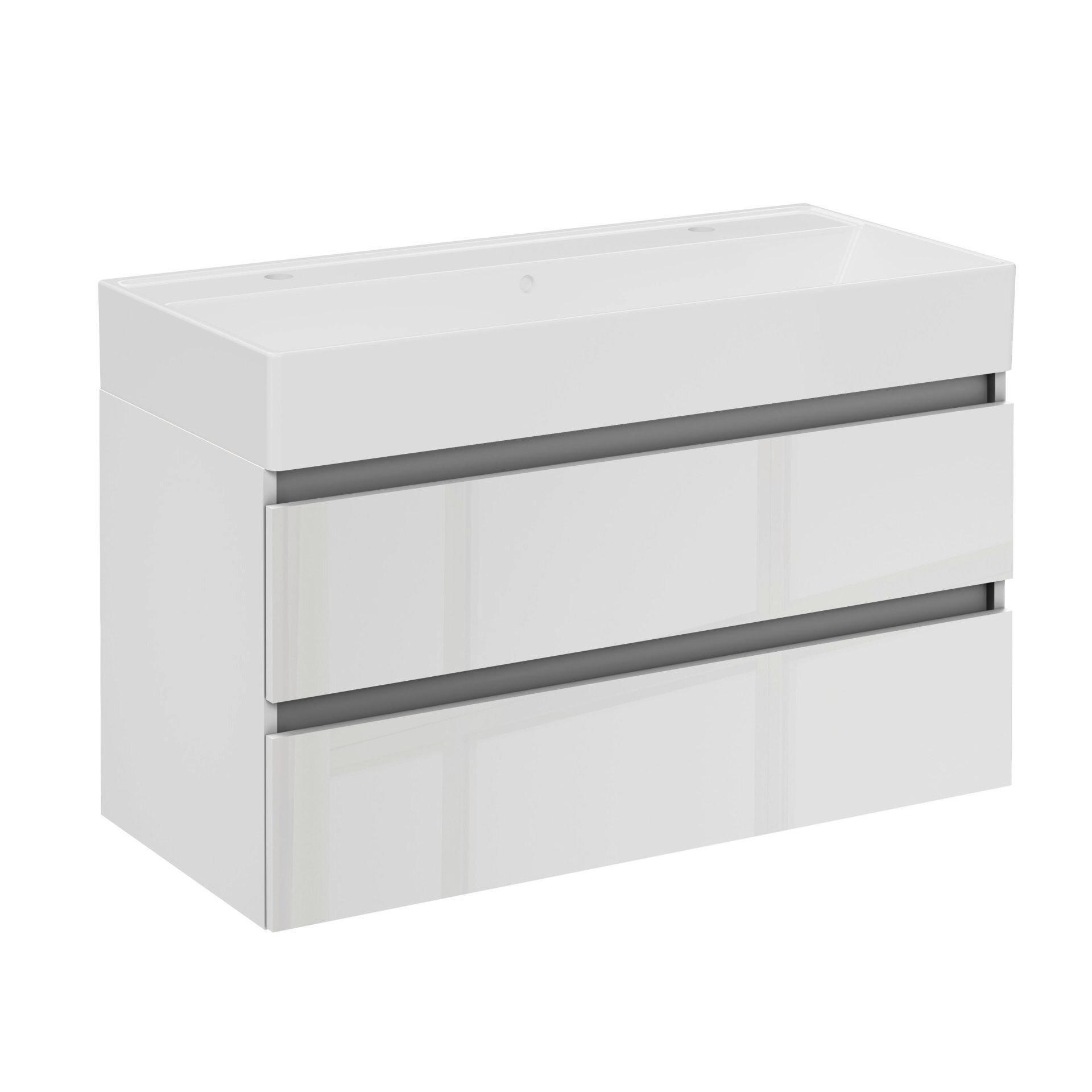 WASCHTISCHKOMBI 100,6/65,6 cm  - Schwarz/Weiß, MODERN, Keramik/Holzwerkstoff (100,6/65,6cm) - Voleo