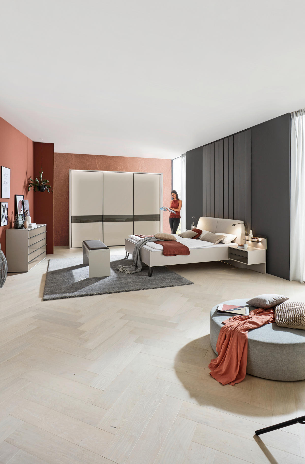BETTANLAGE 180/200 cm  in Braun, Grau   - Braun/Grau, Design, Glas/Holzwerkstoff (180/200cm) - Dieter Knoll