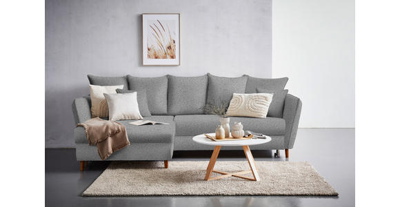 ECKSOFA in Bouclé Hellgrau  - Eichefarben/Hellgrau, KONVENTIONELL, Holz/Textil (284/162cm) - Carryhome