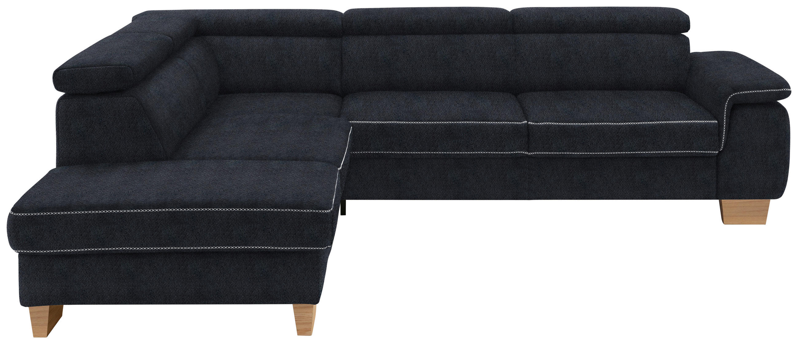 ECKSOFA in Mikrofaser Schwarz  - Eichefarben/Beige, Natur, Holz/Textil (226/273cm) - Beldomo System