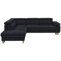 ECKSOFA in Mikrofaser Schwarz  - Eichefarben/Beige, Natur, Holz/Textil (226/273cm) - Beldomo System