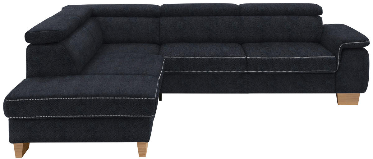 ECKSOFA in Mikrofaser Schwarz  - Eichefarben/Beige, Natur, Holz/Textil (226/273cm) - Beldomo System