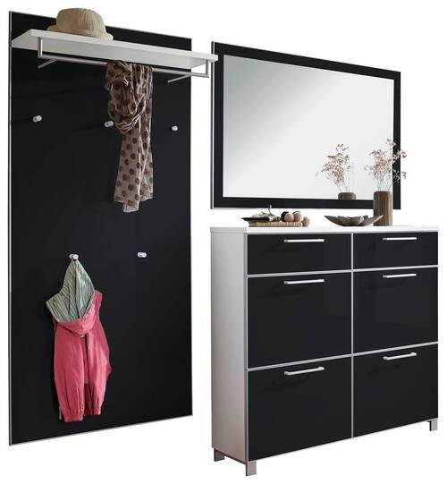 GARDEROBE 3-teilig  in 210/195/31 cm  - Anthrazit/Weiß, Design, Glas/Holzwerkstoff (210/195/31cm)