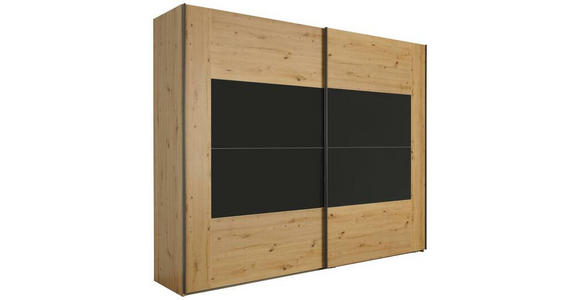 SCHWEBETÜRENSCHRANK 271/223/69 cm 2-türig  - Eichefarben/Dunkelgrau, KONVENTIONELL, Glas/Holzwerkstoff (271/223/69cm) - Xora