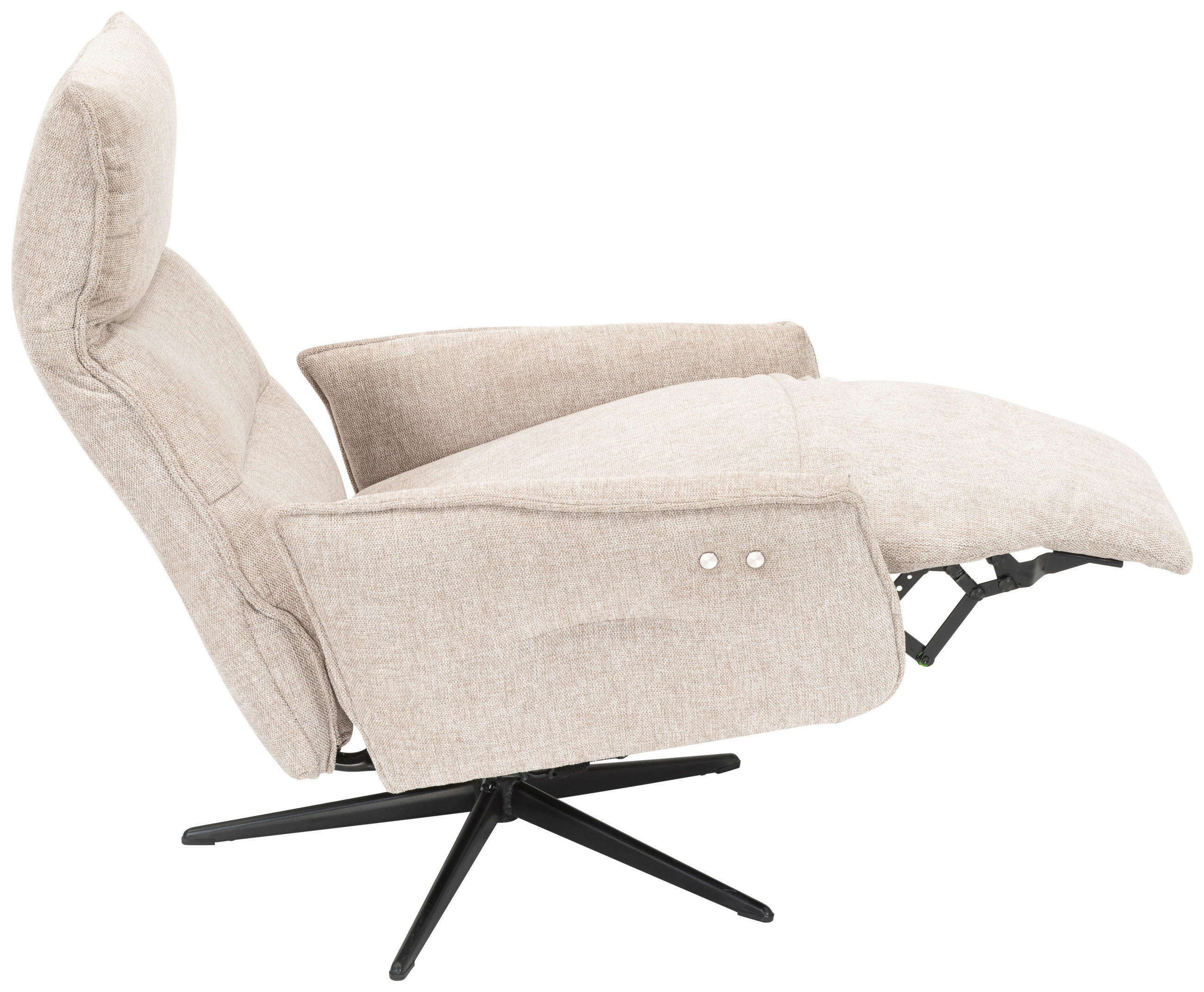 RELAXFÅTÖLJ i trä, metall, textil beige  - beige/svart, Klassisk, metall/trä (72/109/86cm) - Welnova