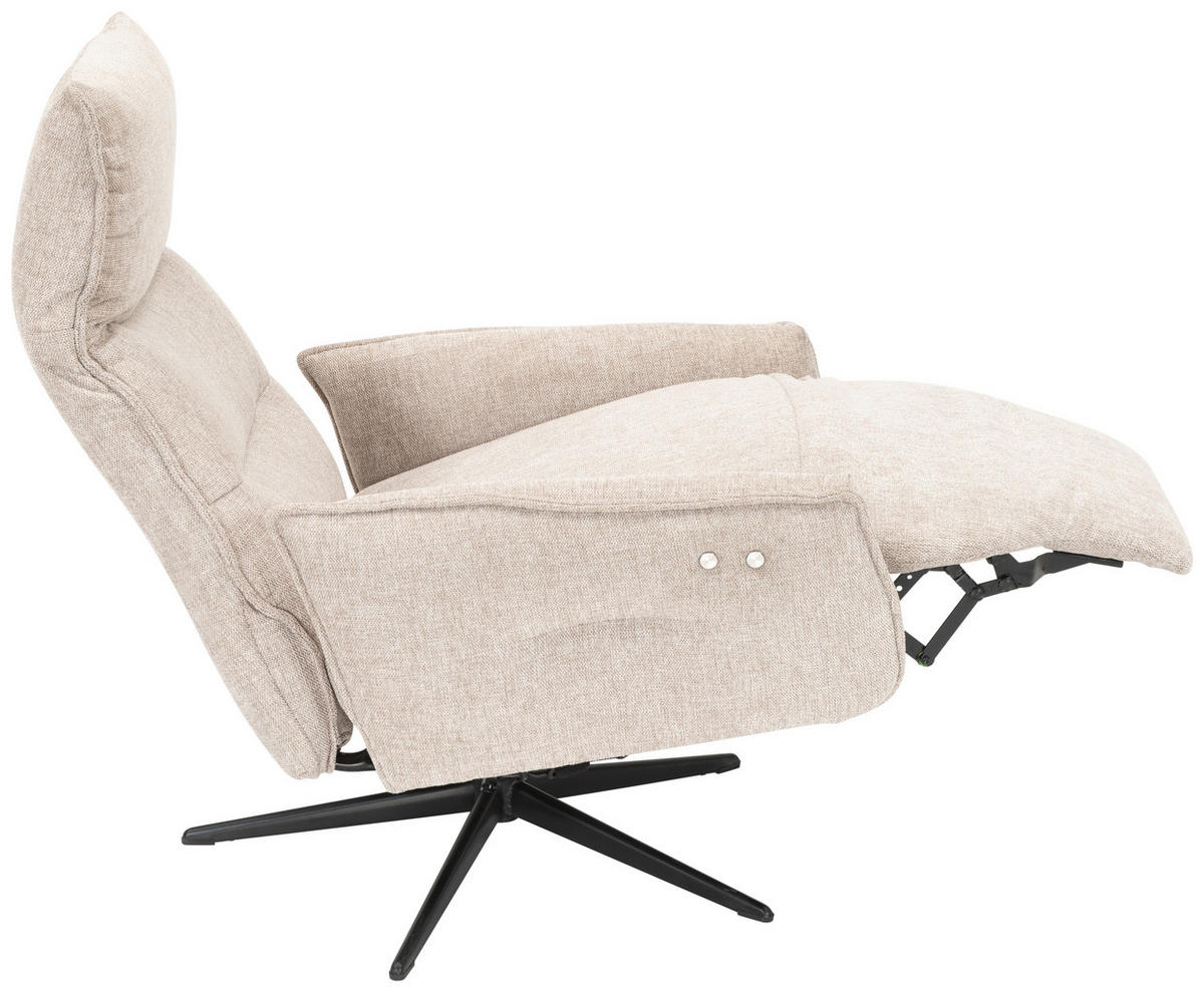 RELAXFÅTÖLJ i trä, metall, textil beige  - beige/svart, Klassisk, metall/trä (72/109/86cm) - Welnova