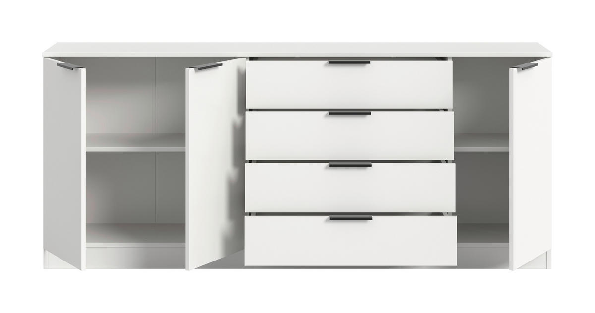 KOMMODE  in 185/80/35 cm  - Schwarz/Weiß, Design, Holzwerkstoff/Kunststoff (185/80/35cm) - Livetastic