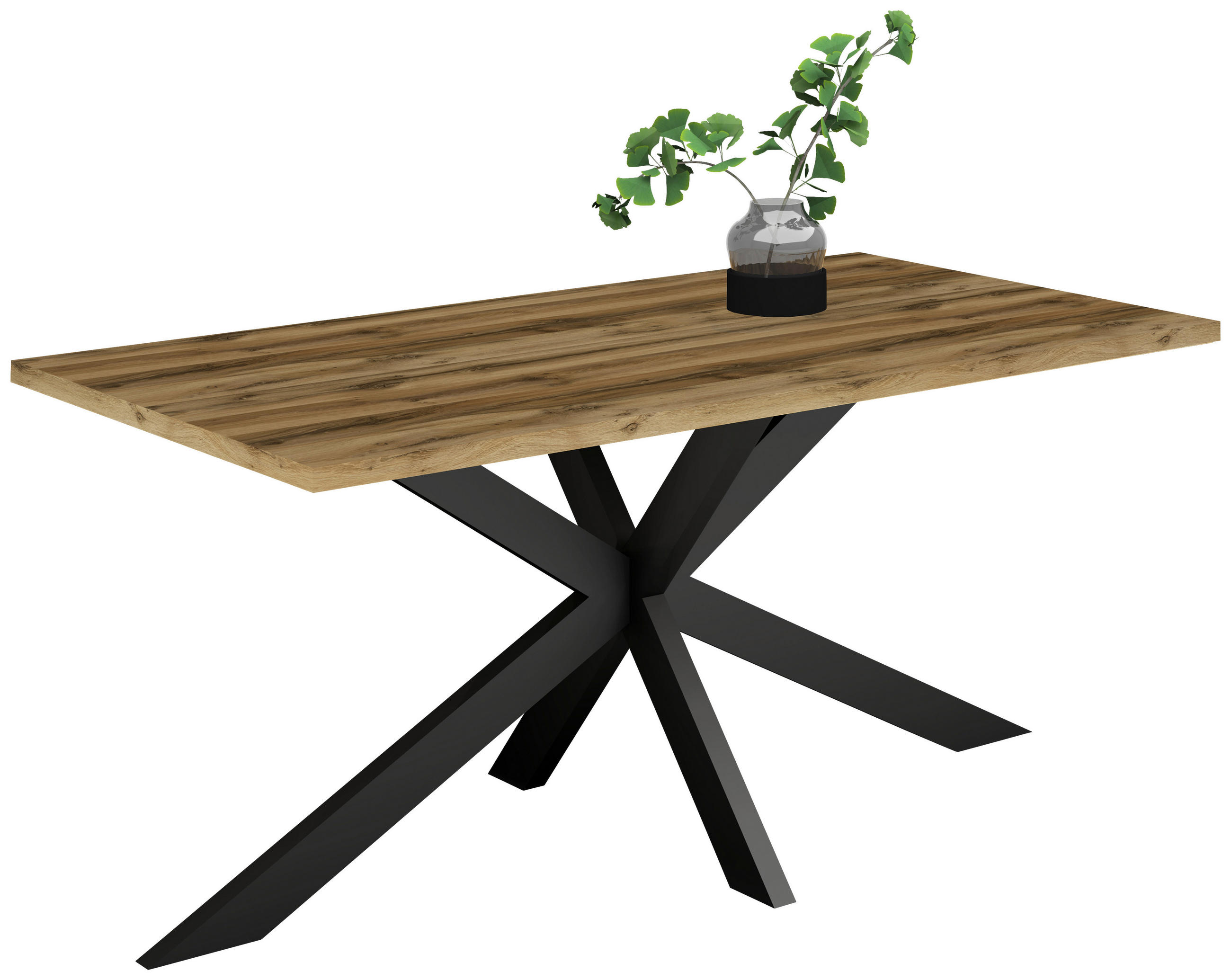 ESSTISCH rechteckig Schwarz, Plankeneiche  - Plankeneiche/Schwarz, MODERN, Holzwerkstoff/Metall (160/90/78cm) - Livetastic