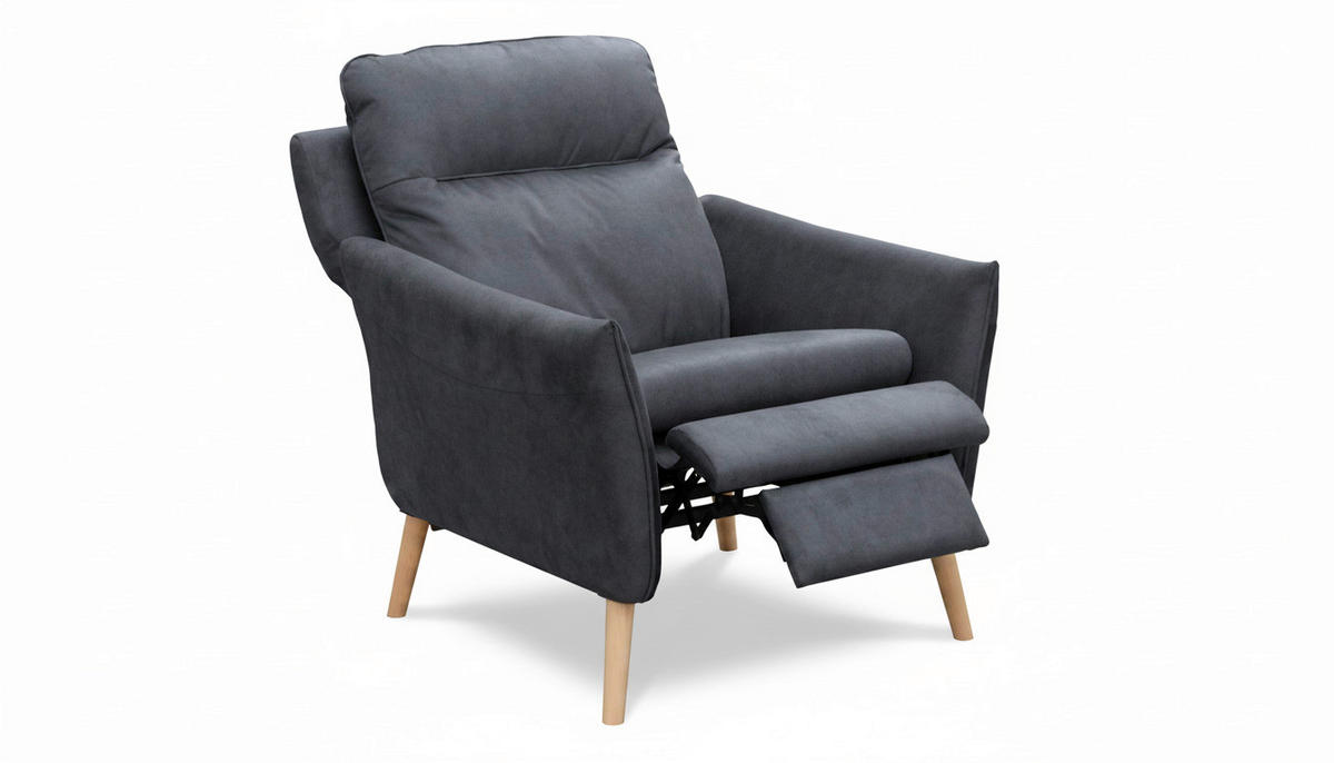 RELAXSESSEL in Textil Blau  - Blau/Buchefarben, Design, Holz/Textil (88/110/92cm) - Livetastic