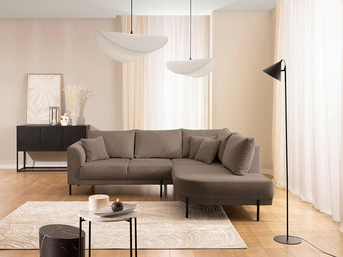 ECKSOFA Mauris in Chenille Taupe Rückenkissen  233/200 cm  - Taupe/Schwarz, Design, Kunststoff/Textil (233/200cm) - Livetastic