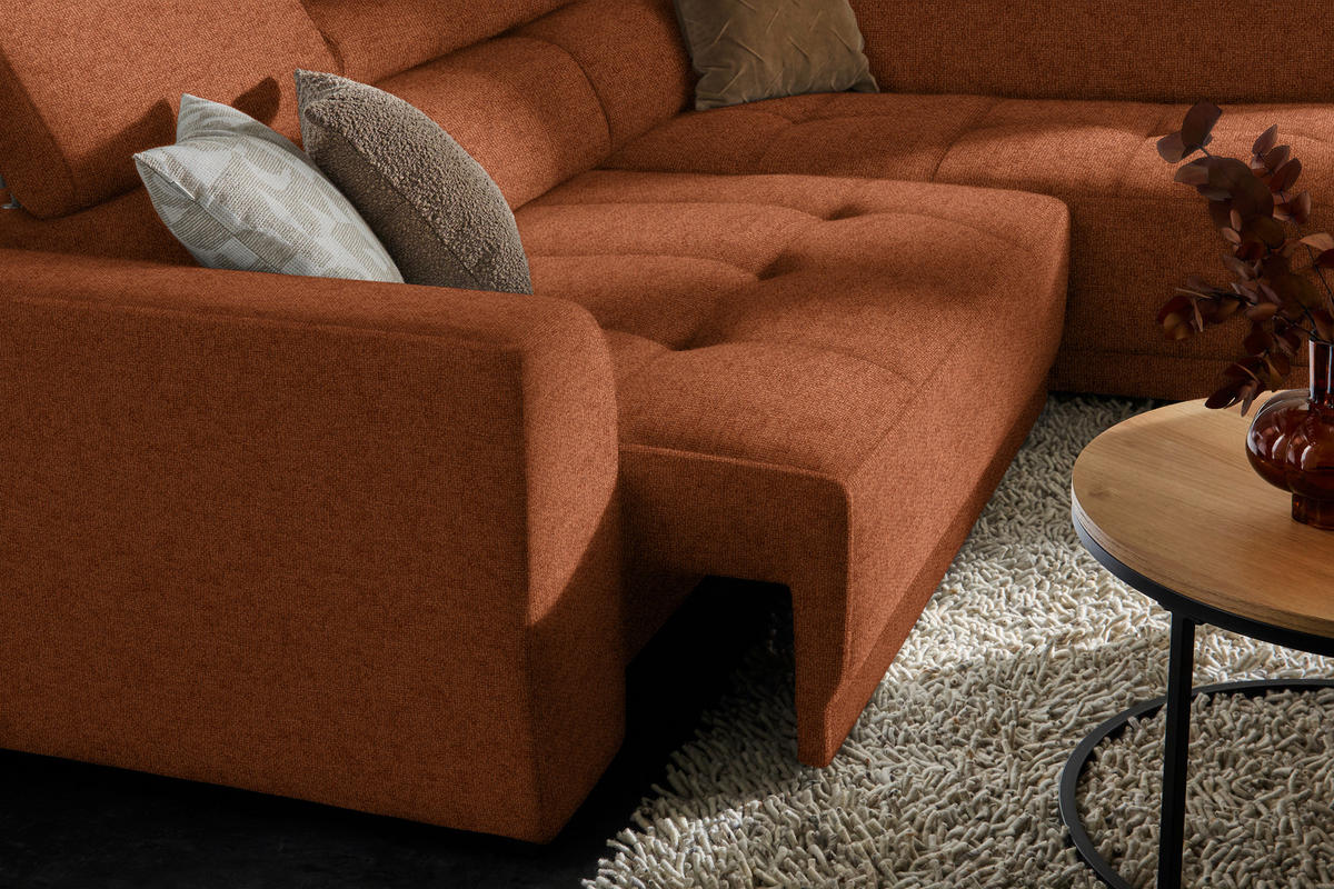 ECKSOFA in Struktur Rostfarben  - Rostfarben/Schwarz, Design, Kunststoff/Textil (284/205cm) - MID.YOU