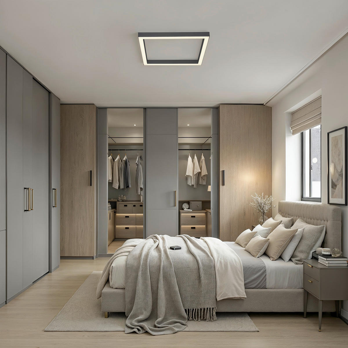 STROPNÉ LED SVIETIDLO, 55/55/3,9 cm - antracitová, Design, kov/plast (55/55/3,9cm)