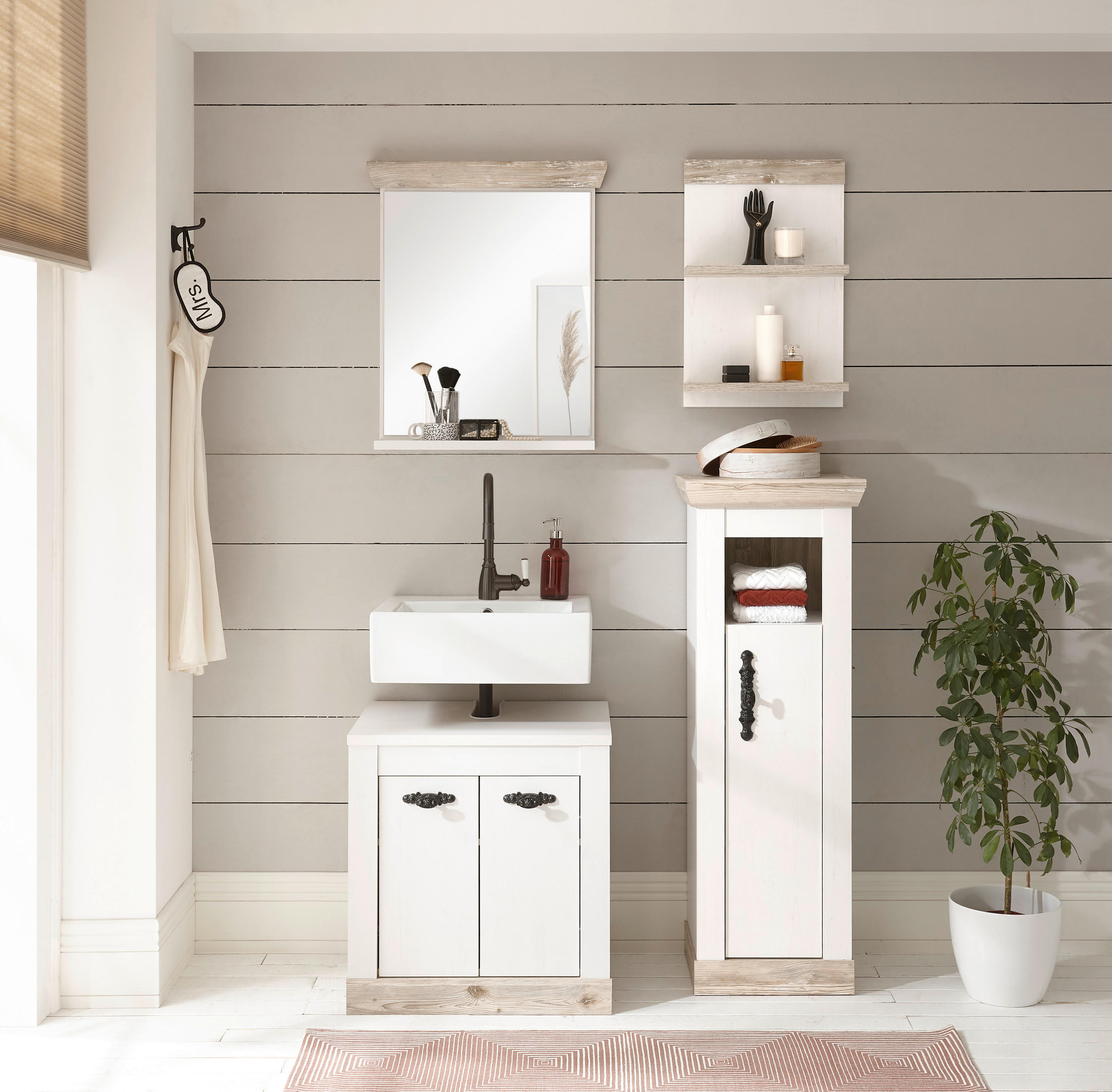 BADEZIMMER  in  - Schwarz/Pinienfarben, Design, Holzwerkstoff/Metall (122/200/46cm) - MID.YOU