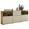 SIDEBOARD Eichefarben, Sandfarben  180/85/40 cm  - Sandfarben/Eichefarben, KONVENTIONELL, Glas/Holzwerkstoff (180/85/40cm) - Venda