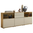 SIDEBOARD Eichefarben, Sandfarben  180/85/40 cm  - Sandfarben/Eichefarben, KONVENTIONELL, Glas/Holzwerkstoff (180/85/40cm) - Venda