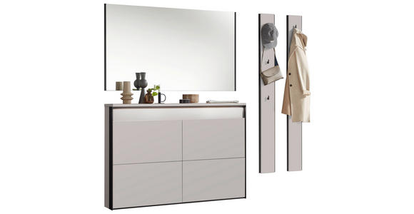 GARDEROBE 4-teilig  in 180/190/24,3 cm  - Beige/Schwarz, KONVENTIONELL, Glas/Holzwerkstoff (180/190/24,3cm) - Voleo