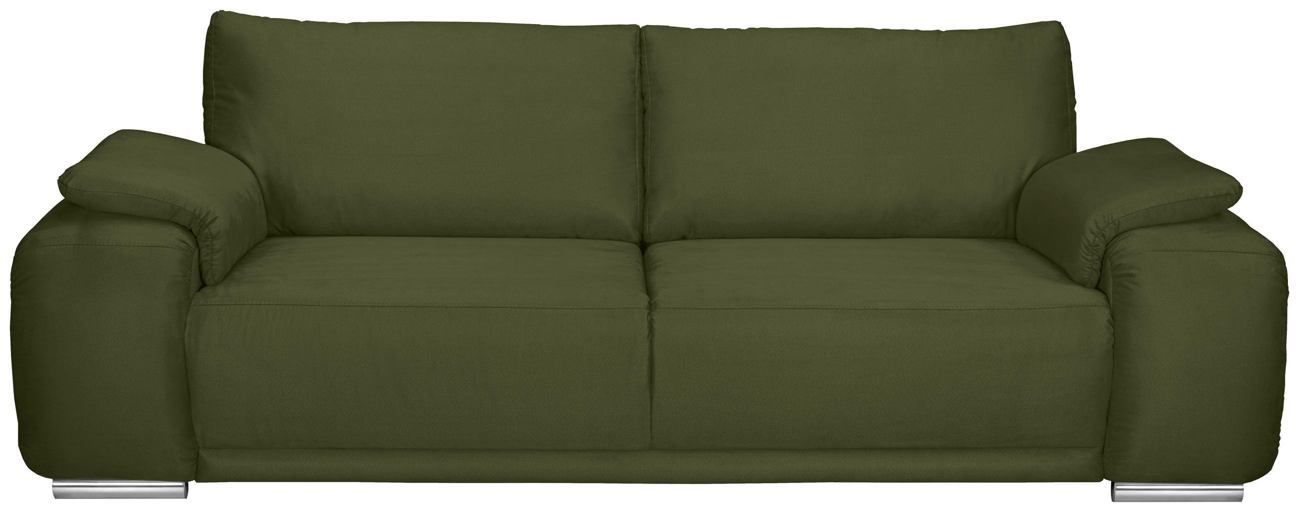 3-SITZER-SOFA Lederlook Olivgrün - Chromfarben/Olivgrün, KONVENTIONELL, Textil/Metall (241/85/95cm) - Carryhome