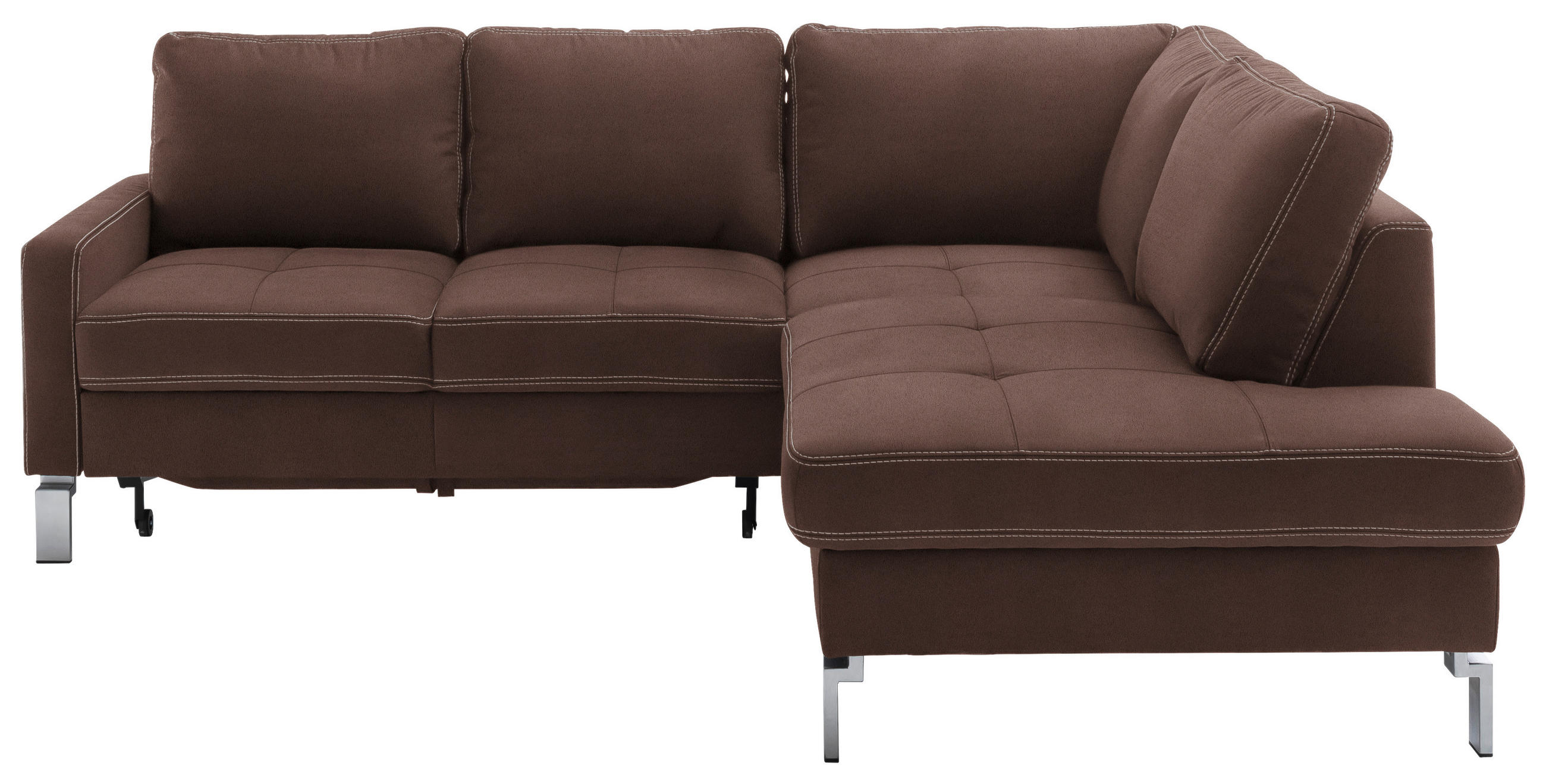 ECKSOFA in Mikrofaser Braun  229/200 cm  - Chromfarben/Beige, Design, Textil/Metall (229/200cm) - Pure Home Lifestyle
