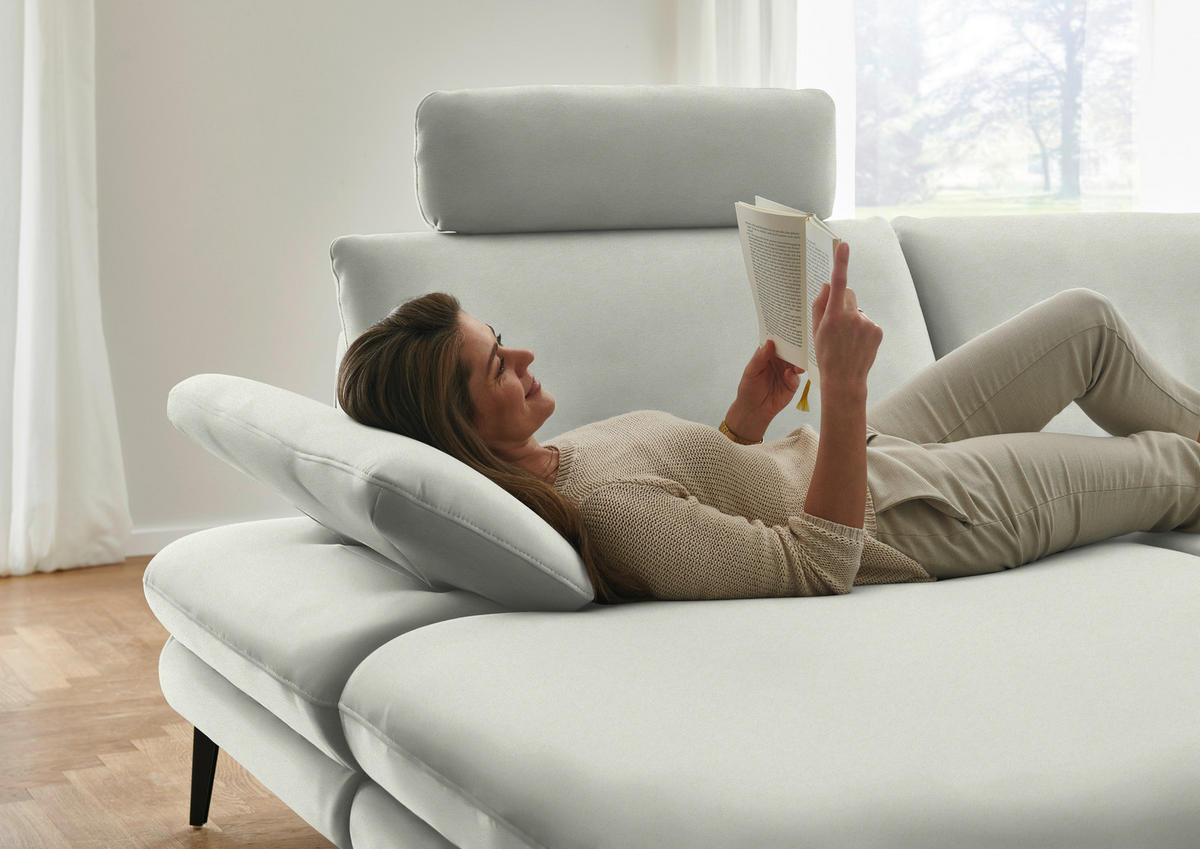 WOHNLANDSCHAFT  in Chenille, Flachgewebe Weiß  - Schwarz/Weiß, Design, Textil/Metall (180/344/208cm) - Dieter Knoll