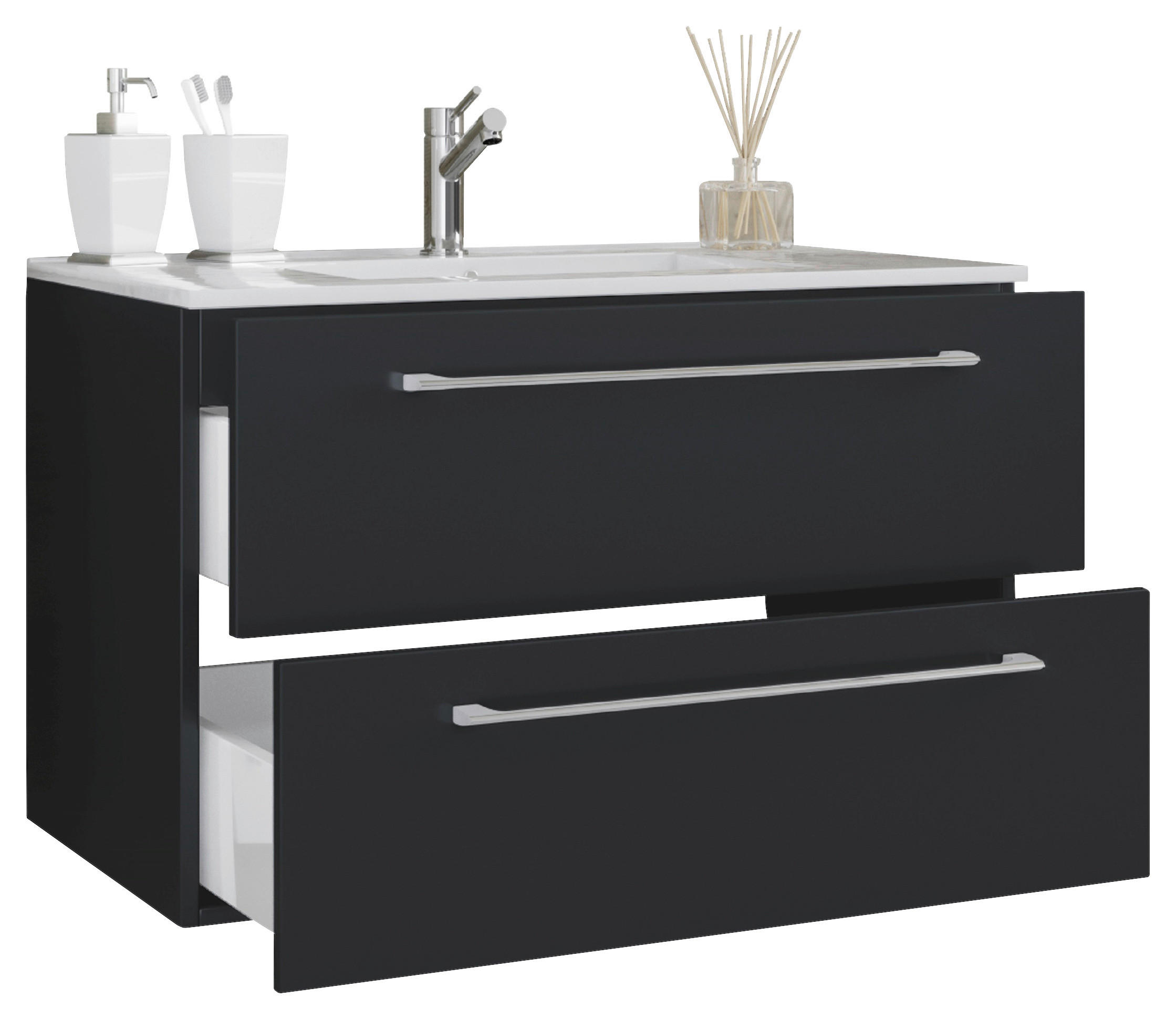 WASCHTISCHKOMBI 81 cm  - Alufarben/Schwarz, MODERN, Keramik/Holzwerkstoff (81cm) - MID.YOU