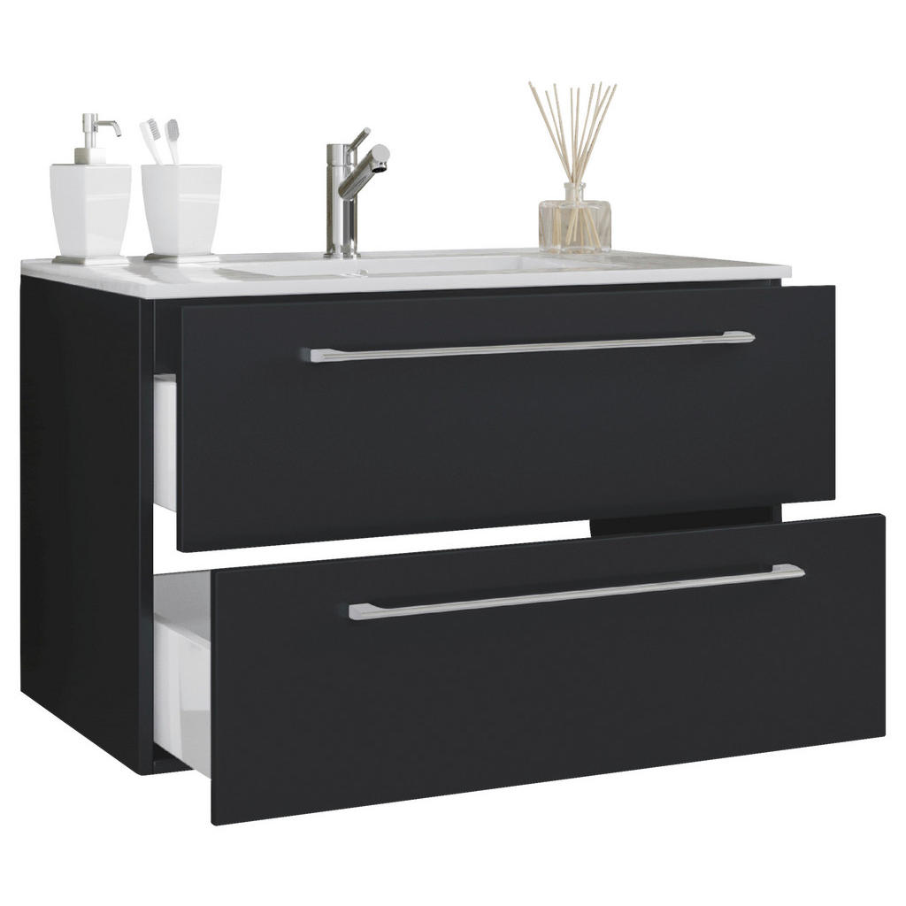 Waschtischkombi Badinos Schwarz B: 81 Cm