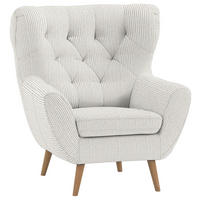 OHRENSESSEL 87/101/95 cm  in Cord Creme  - Eichefarben/Creme, Design, Holz/Textil (87/101/95cm) - Stylife