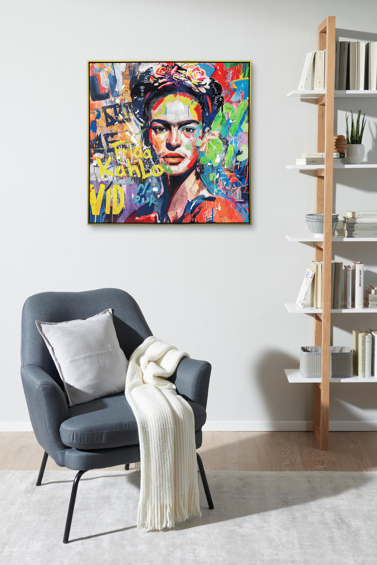 TAVLA 100/100 cm  - multicolor/guldfärgad, Lifestyle, trä/textil (100/100cm) - Monee