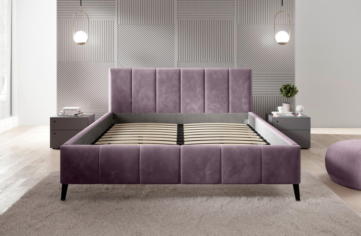 POLSTERBETT 160/200 cm  in Lila  - Lila/Schwarz, Trend, Holz/Textil (160/200cm) - home24
