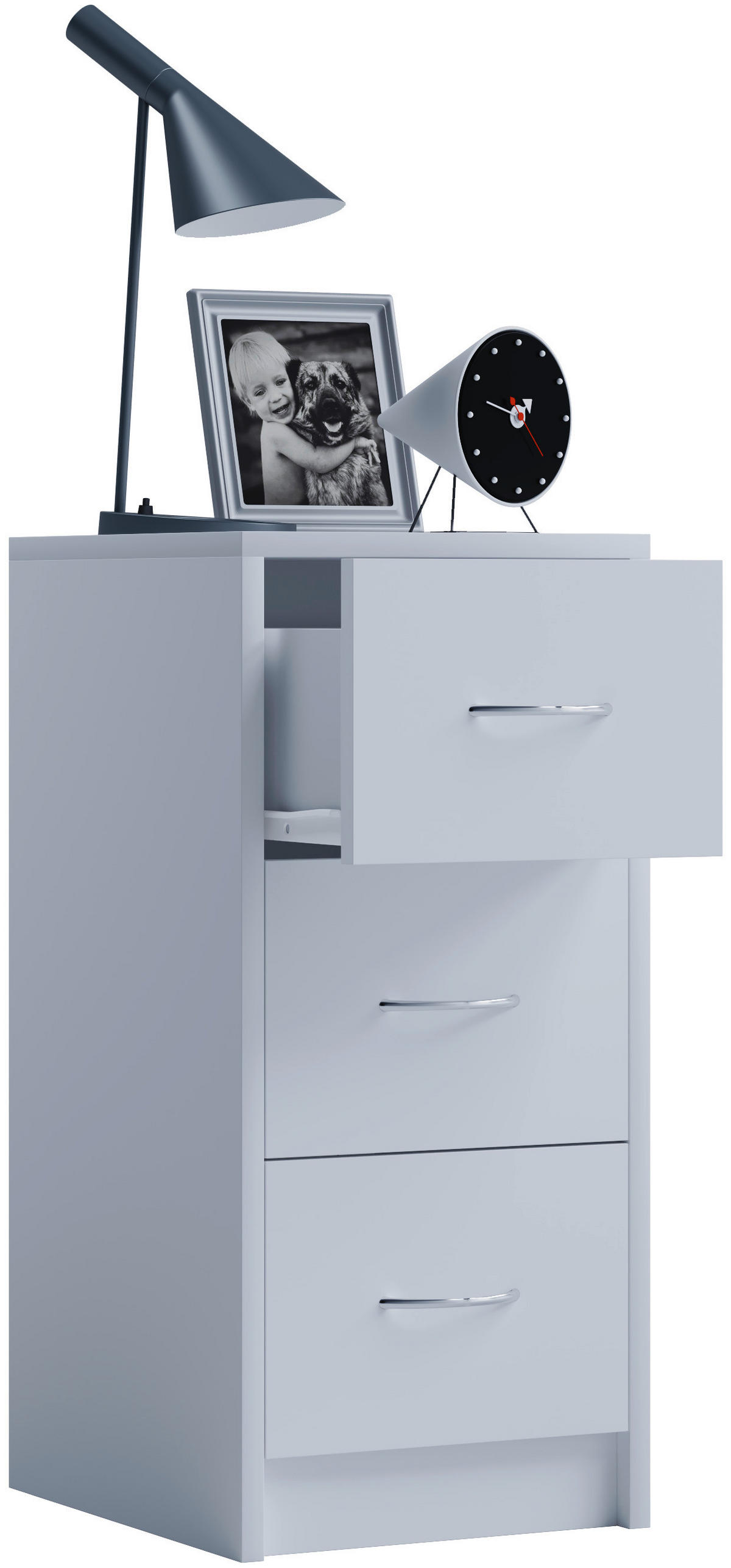 NACHTSCHRANK 35/65/35 cm  - Alufarben/Weiß, Basics, Holzwerkstoff (35/65/35cm) - MID.YOU