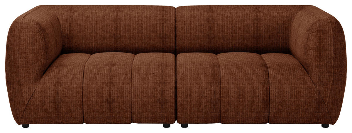 SOFA in Struktur Terracotta  - Terracotta/Schwarz, Design, Holz/Textil (240/80/95cm) - MID.YOU